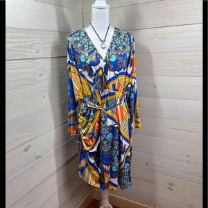 Venus Bold Baroque Print Dress 2X FREE SHIP